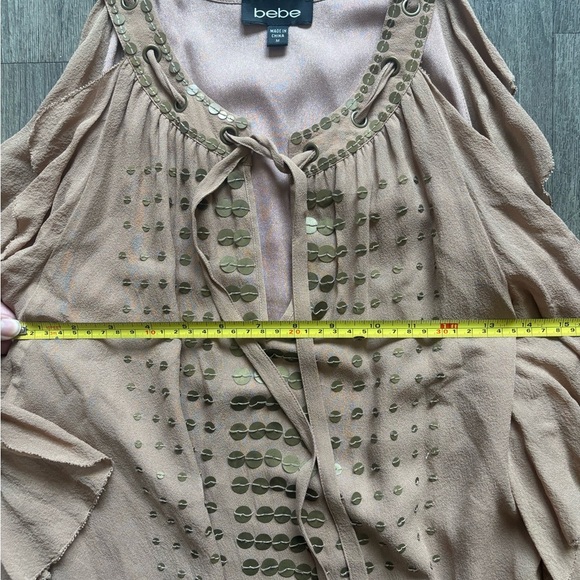 Bebe Beige Blouse with Metallic Details - Picture 3 of 5
